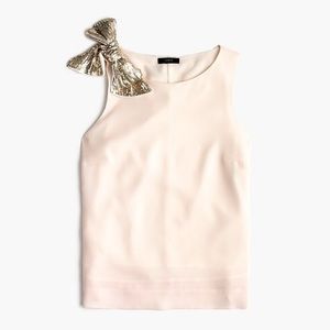 🆕J. Crew Sleeveless Sequined Shoulder Bow Top